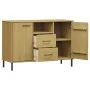 Zapatero patas de metal OSLO madera maciza marrón 113x40x77 cm de vidaXL, Aparadores - Ref: Foro24-351018, Precio: 105,14 €, ...