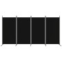 Biombo divisor de 4 paneles de tela negro 346x180 cm