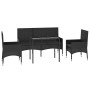 Garden set with cushions 4 pieces black synthetic rattan by vidaXL, Garden sets - Ref: Foro24-319506, Price: 203,13 €, Discou...