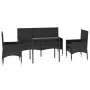 Garden set with cushions 4 pieces black synthetic rattan by vidaXL, Garden sets - Ref: Foro24-319506, Price: 200,64 €, Discou...
