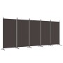Biombo divisor de 5 paneles de tela marrón 433x180 cm de vidaXL, Divisores de ambientes - Ref: Foro24-350267, Precio: 59,96 €...