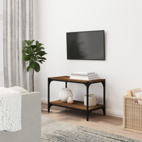 Brown oak plywood and steel TV cabinet 60x33x41 cm by vidaXL, TV Furniture - Ref: Foro24-819321, Price: 38,49 €, Discount: %