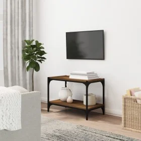 Mueble para TV contrachapada y acero roble marrón 60x33x41 cm de vidaXL, Muebles TV - Ref: Foro24-819321, Precio: 37,98 €, De...