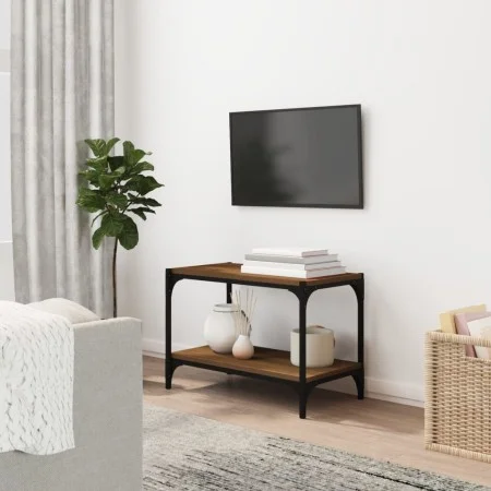 Mueble para TV contrachapada y acero roble marrón 60x33x41 cm de vidaXL, Muebles TV - Ref: Foro24-819321, Precio: 37,98 €, De...