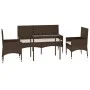 4-teiliges Gartenmöbel-Set und braune synthetische Rattankissen von vidaXL, Gartensets - Ref: Foro24-319503, Preis: 207,29 €,...