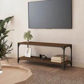 Mueble para TV contrachapada y acero roble marrón 100x33x41 cm de vidaXL, Muebles TV - Ref: Foro24-819351, Precio: 50,65 €, D...