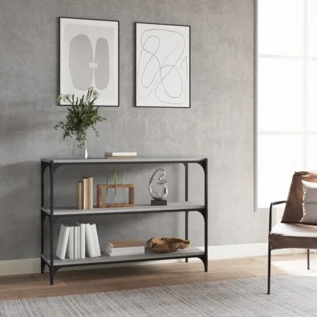 Sonoma gray plywood and steel shelving 100x33x70.5 cm by vidaXL, Bookcases and shelves - Ref: Foro24-819355, Price: 57,85 €, ...