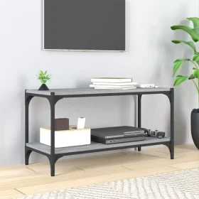 Sonoma gray plywood and steel TV cabinet 80x33x41 cm by vidaXL, TV Furniture - Ref: Foro24-819335, Price: 51,92 €, Discount: %