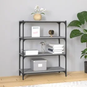 Sonoma gray plywood and steel shelving 80x33x100 cm by vidaXL, Bookcases and shelves - Ref: Foro24-819345, Price: 57,85 €, Di...