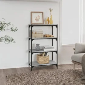 Sonoma gray plywood and steel shelving 60x33x100 cm by vidaXL, Bookcases and shelves - Ref: Foro24-819330, Price: 53,20 €, Di...