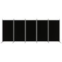 Biombo divisor de 5 paneles de tela negro 433x180 cm