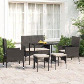 6-piece garden furniture set and black synthetic rattan cushions by vidaXL, Garden sets - Ref: Foro24-319508, Price: 282,16 €...