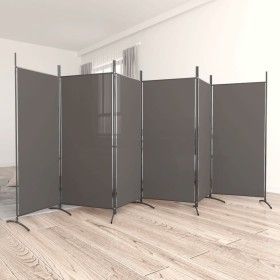 Biombo divisor de 6 paneles de tela gris antracita 520x180 cm de vidaXL, Divisores de ambientes - Ref: Foro24-350272, Precio:...