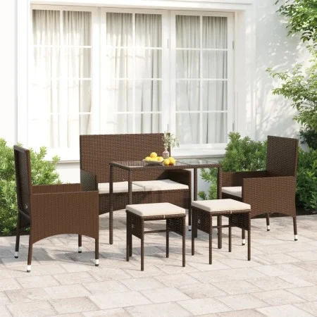 6-piece garden furniture set and brown synthetic rattan cushions by vidaXL, Garden sets - Ref: Foro24-319507, Price: 224,04 €...