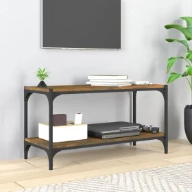 TV-Schrank aus geräuchertem Eichensperrholz und Stahl, 80 x 33 x 41 cm von vidaXL, TV-Möbel - Ref: Foro24-819334, Preis: 44,1...