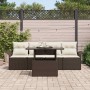 Conjunto de sofá de jardín con cojín 5 pcs Marrón Poliratán