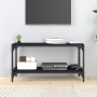 Mueble para TV madera contrachapada y acero negro 80x33x41 cm