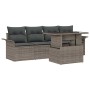 Conjunto de sofá de jardín con cojín 5 pcs Gris Poliratán