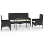 Garden set with cushions 4 pieces black synthetic rattan by vidaXL, Garden sets - Ref: Foro24-319504, Price: 200,17 €, Discou...