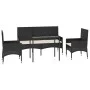 Garden set with cushions 4 pieces black synthetic rattan by vidaXL, Garden sets - Ref: Foro24-319504, Price: 200,17 €, Discou...