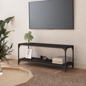 Mueble para TV madera contrachapada y acero negro 100x33x41 cm