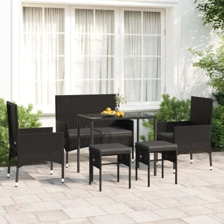 6-piece garden furniture set and black synthetic rattan cushions by vidaXL, Garden sets - Ref: Foro24-319510, Price: 270,07 €...
