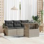 Conjunto de sofá de jardín con cojín 5 pcs Gris claro Poliratán