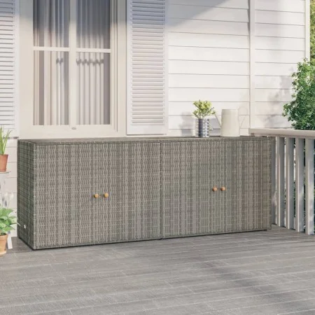 Gray PE rattan garden storage cabinet 198x55.5x80 cm by vidaXL, Lockers and storage cabinets - Ref: Foro24-319871, Price: 198...