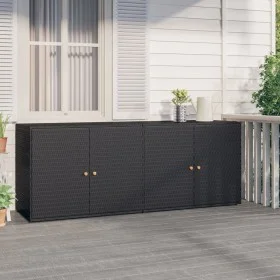 PE Rattan Gartenschrank schwarz 198x55,5x80 cm von vidaXL, Schließfächer und Lagerschränke - Ref: Foro24-319870, Preis: 192,0...