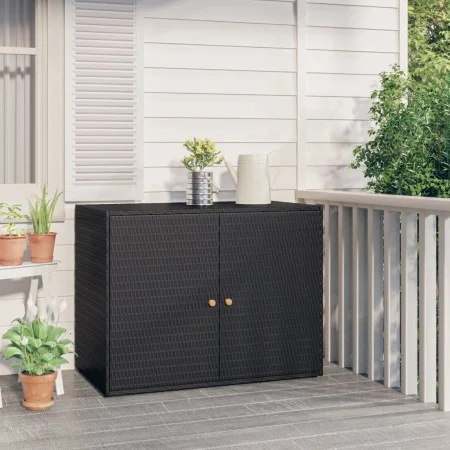 Schwarzer Gartenschrank aus PE-Rattan, 100 x 55,5 x 80 cm von vidaXL, Schließfächer und Lagerschränke - Ref: Foro24-319868, P...