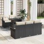 Conjunto de sofá de jardín con cojín 6 pcs Negro Poliratán