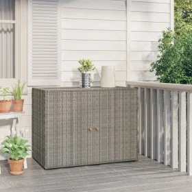 Gray PE rattan garden storage cabinet 100x55.5x80 cm by vidaXL, Lockers and storage cabinets - Ref: Foro24-319869, Price: 115...