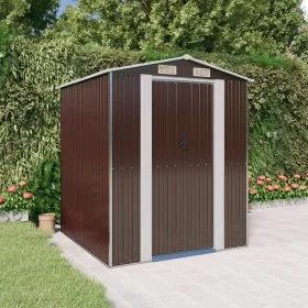 Cobertizo jardín acero galvanizado marrón oscuro 192x191x223 cm de vidaXL, Cobertizos - Ref: Foro24-3147460, Precio: 294,36 €...