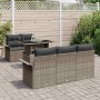 Conjunto de sofá de jardín con cojín 6 pcs Gris Poliratán