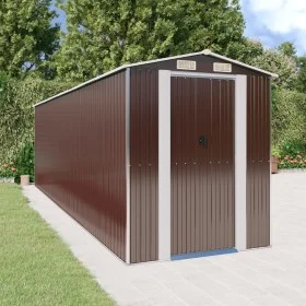 Cobertizo jardín acero galvanizado marrón oscuro 192x689x223 cm de vidaXL, Cobertizos - Ref: Foro24-3147466, Precio: 878,79 €...