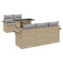 Conjunto de sofá de jardín con cojín 6 pcs Beige Poliratán