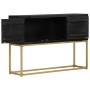 Aparador de madera maciza de mango negro y dorado 110x30x75 cm de vidaXL, Aparadores - Ref: Foro24-353912, Precio: 235,12 €, ...