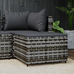 Gartenhocker mit grauem synthetischem Rattankissen von vidaXL, Hocker für den Außenbereich - Ref: Foro24-319772, Preis: 37,51...