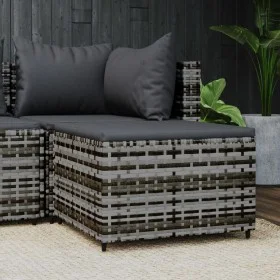 Gartenhocker mit grauem synthetischem Rattankissen von vidaXL, Hocker für den Außenbereich - Ref: Foro24-319772, Preis: 37,10...