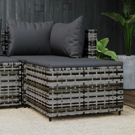 Garden footstool with gray synthetic rattan cushion by vidaXL, Outdoor ottomans - Ref: Foro24-319772, Price: 37,10 €, Discoun...