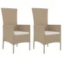 Sillas de jardín con cojines 2 unidades ratán sintético beige de vidaXL, Sillas de jardín - Ref: Foro24-319532, Precio: 155,3...
