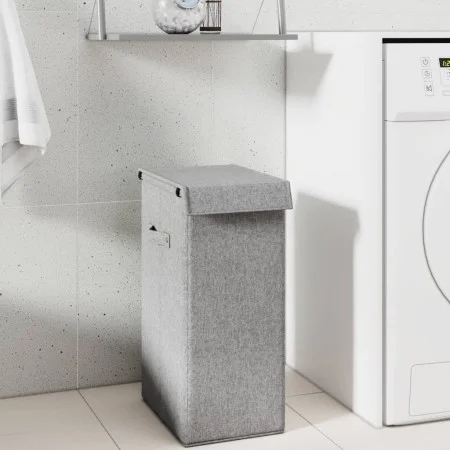 Grauer Wäschekorb aus synthetischem Leinen, 26 x 34,5 x 59,5 cm von vidaXL, Wäschekörbe - Ref: Foro24-351039, Preis: 25,68 €,...