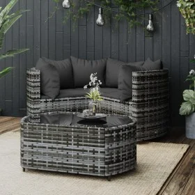 4-piece garden furniture set with gray synthetic rattan cushions by vidaXL, Garden sets - Ref: Foro24-319776, Price: 297,36 €...