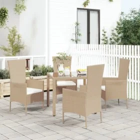 Gartenstühle mit Kissen 4 Einheiten beiges synthetisches Rattan von vidaXL, Gartenstühle - Ref: Foro24-319533, Preis: 298,22 ...