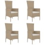 Sillas de jardín con cojines 4 unidades ratán sintético beige de vidaXL, Sillas de jardín - Ref: Foro24-319533, Precio: 300,4...