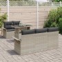 Conjunto de sofá de jardín con cojín 6 pcs Gris claro Poliratán