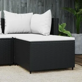 Gartenhocker mit schwarzem synthetischem Rattankissen von vidaXL, Hocker für den Außenbereich - Ref: Foro24-319740, Preis: 36...