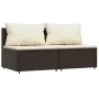 Central garden sofas with cushions 2 units brown synthetic rattan by vidaXL, Outdoor sofas - Ref: Foro24-319754, Price: 123,4...