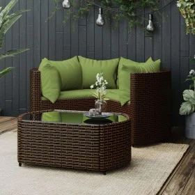 4-teiliges Gartenmöbel-Set und braune synthetische Rattankissen von vidaXL, Gartensets - Ref: Foro24-319840, Preis: 313,32 €,...