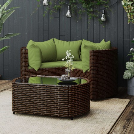 4-teiliges Gartenmöbel-Set und braune synthetische Rattankissen von vidaXL, Gartensets - Ref: Foro24-319840, Preis: 302,05 €,...